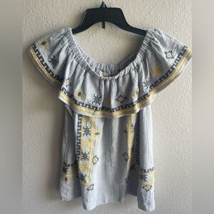 ❤️Easel Boho Embroidered Off Shoulder Blouse
